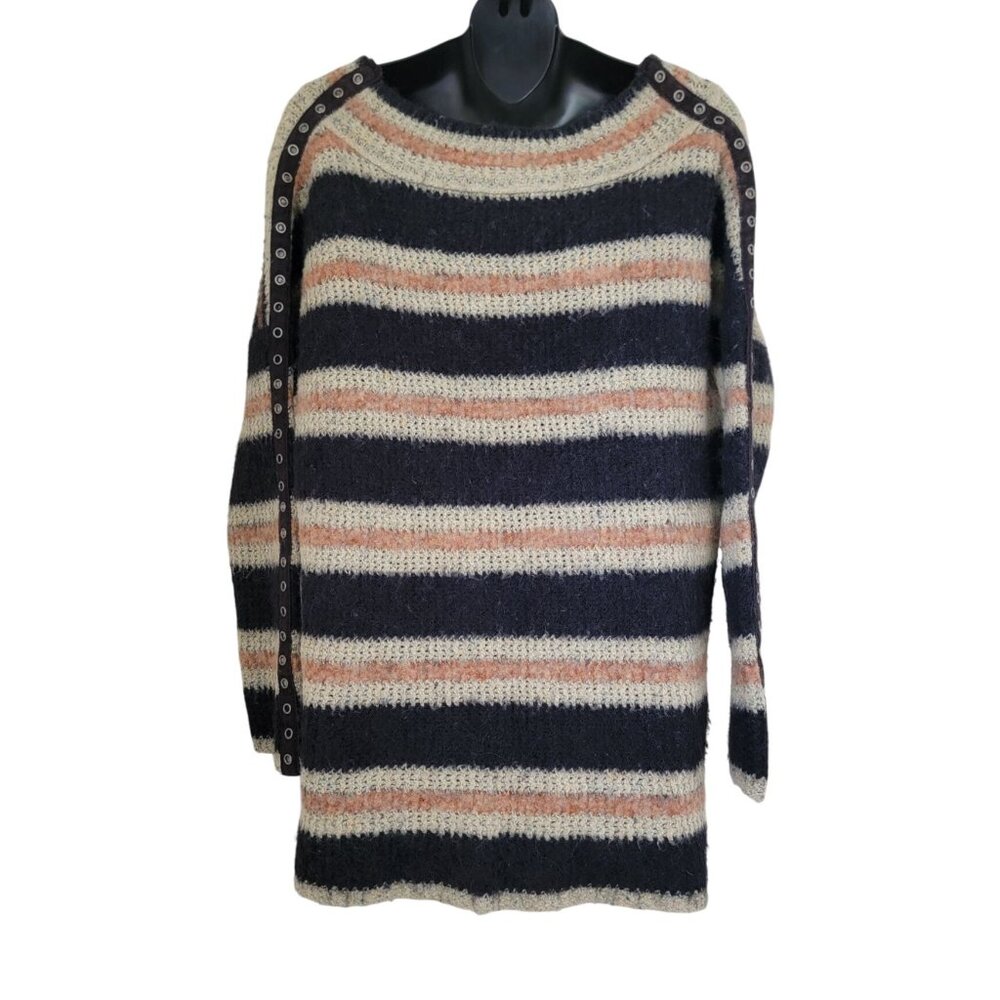 Free People Striped Alpaca/Wool Blend Oversized Tunic Sweater Women's SM - Picture 2 of 7